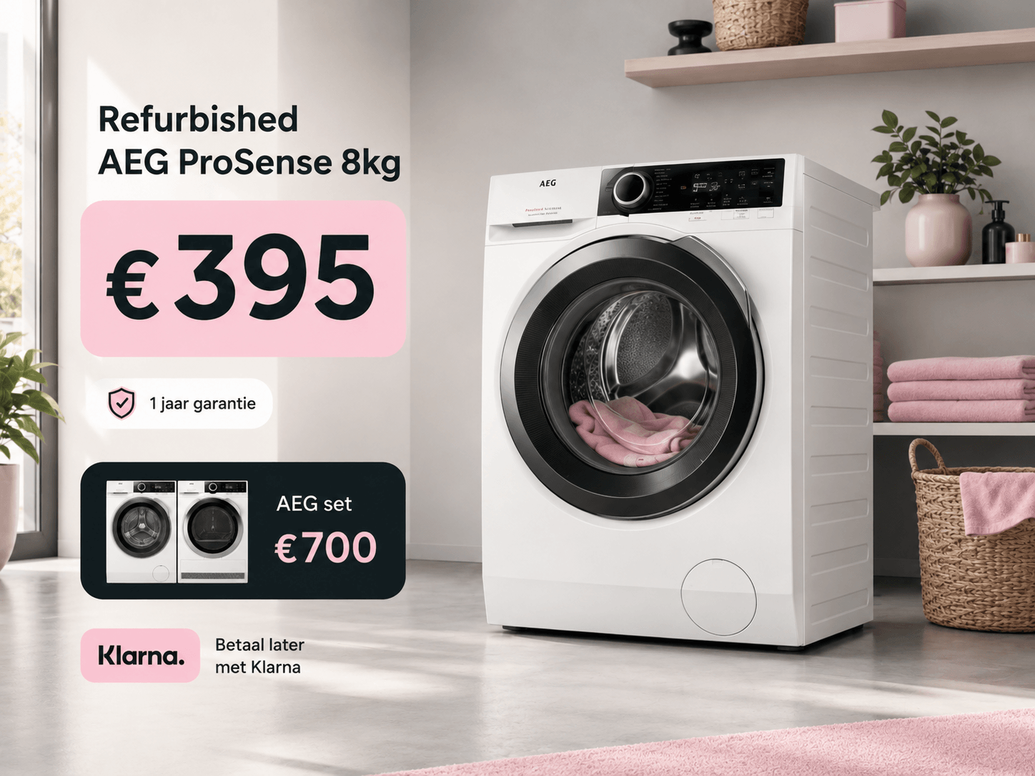 Refurbished AEG wasmachine achteraf betalen met Klarna bij Wesley’s Witgoed